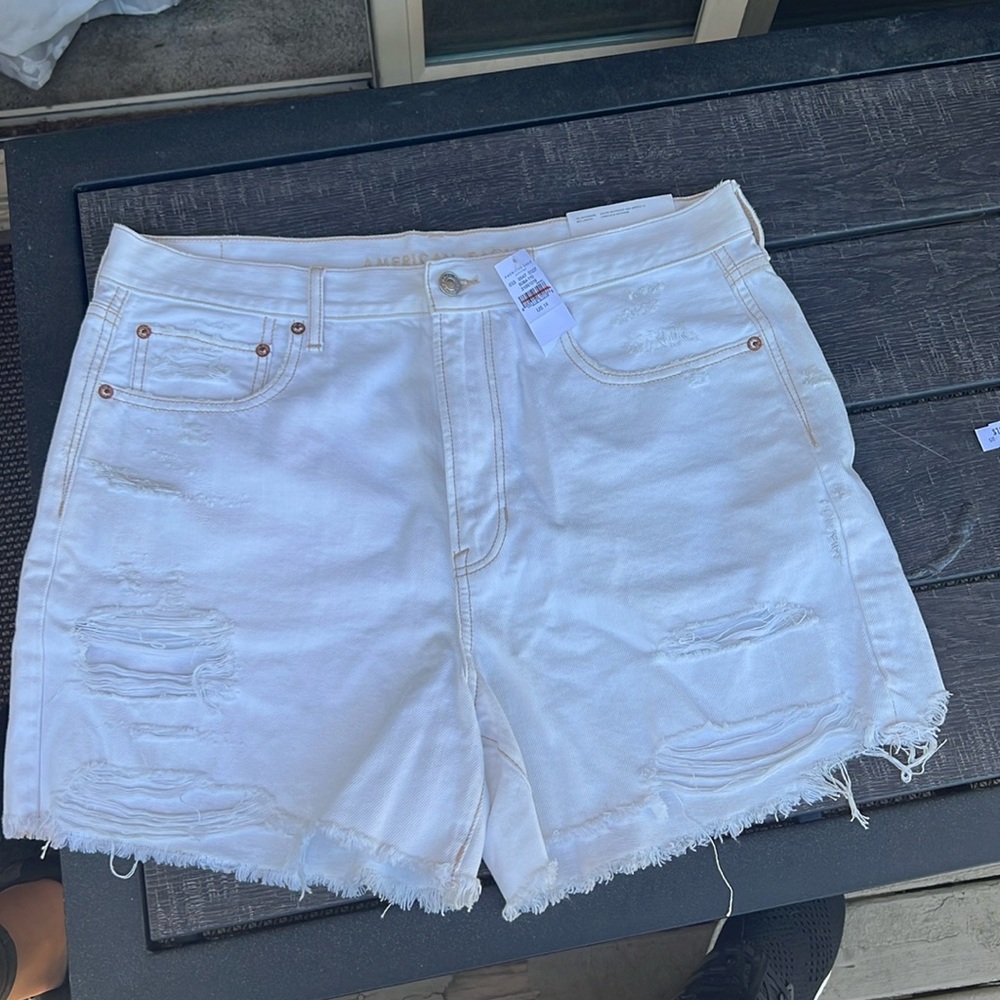American Eagle white denim shorts